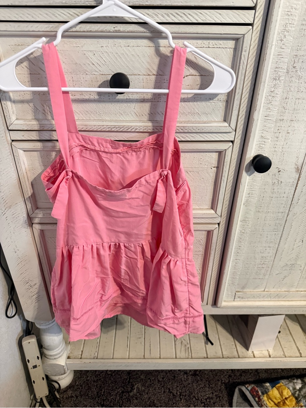 Pink Tiered Tie-Shoulder Camisole Top